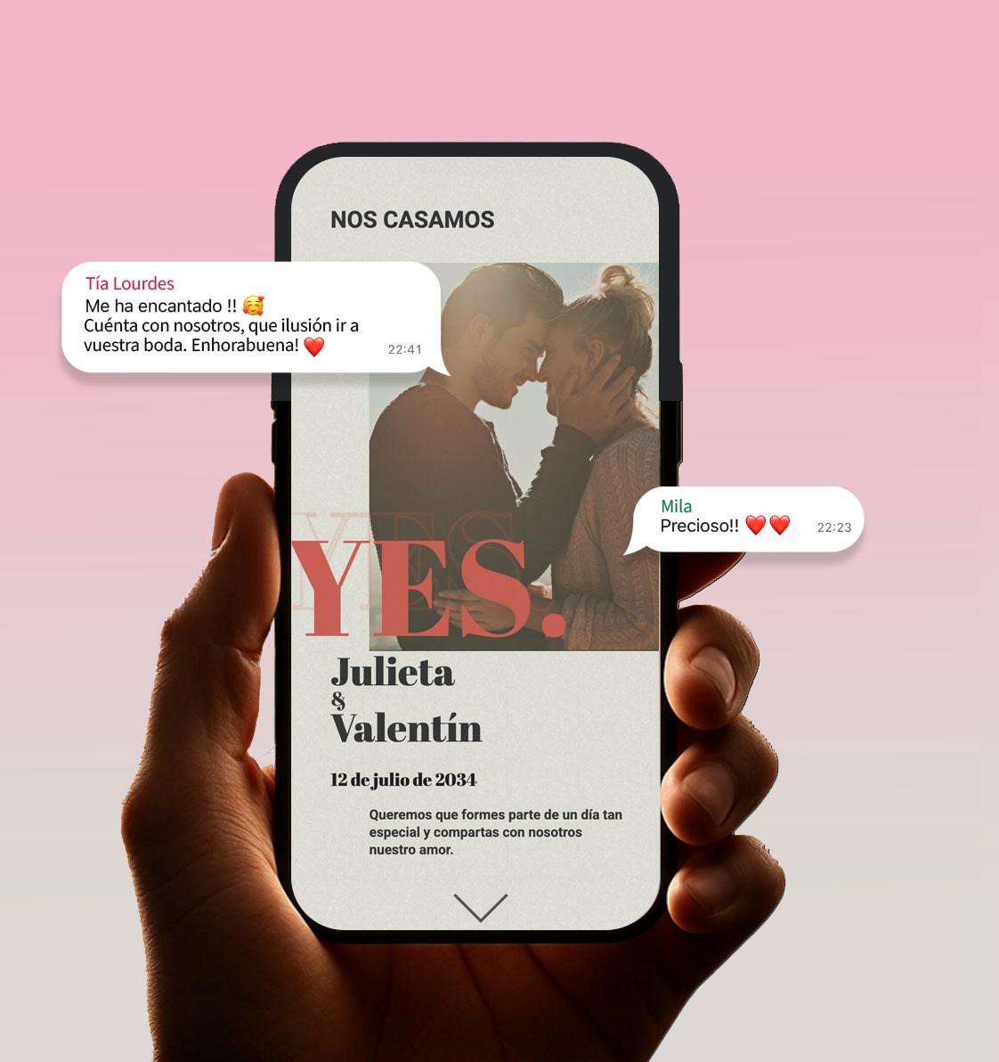 Ejemplo de invitación de boda digital vista desde el móvil