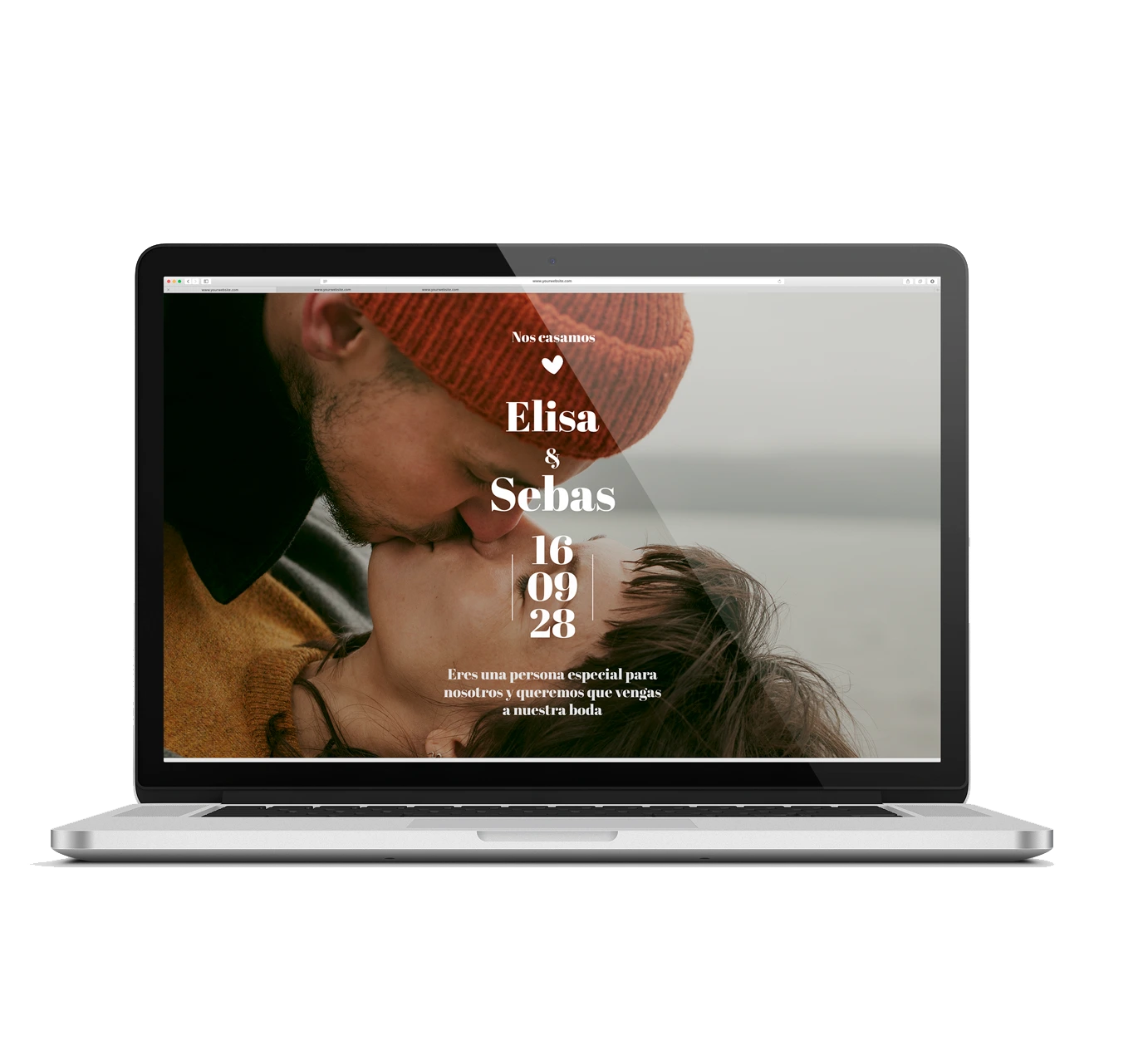 Imagen de portatil con web de boda