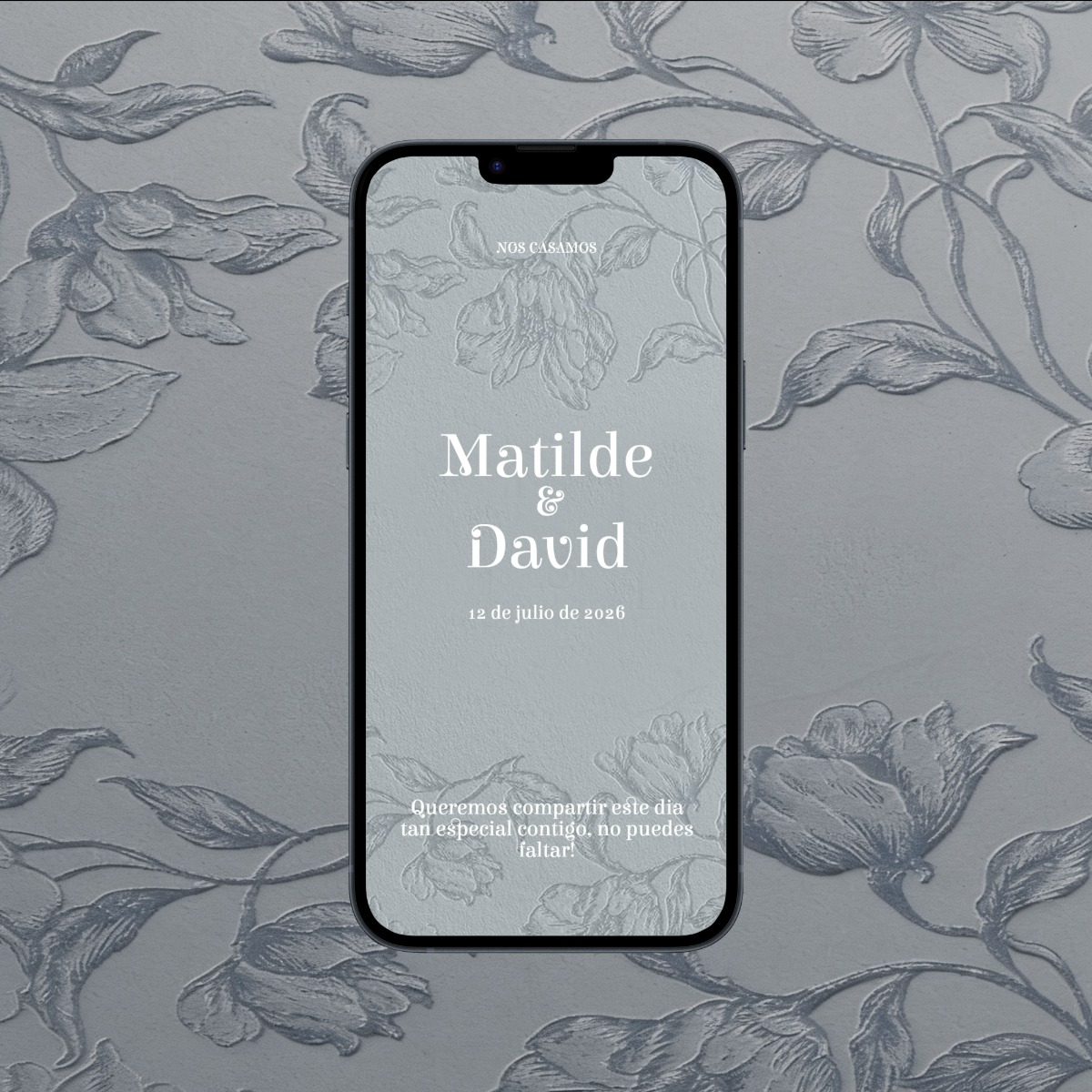 Invitación de boda digital Amalfi, Invitación de boda digital elegante en relieve