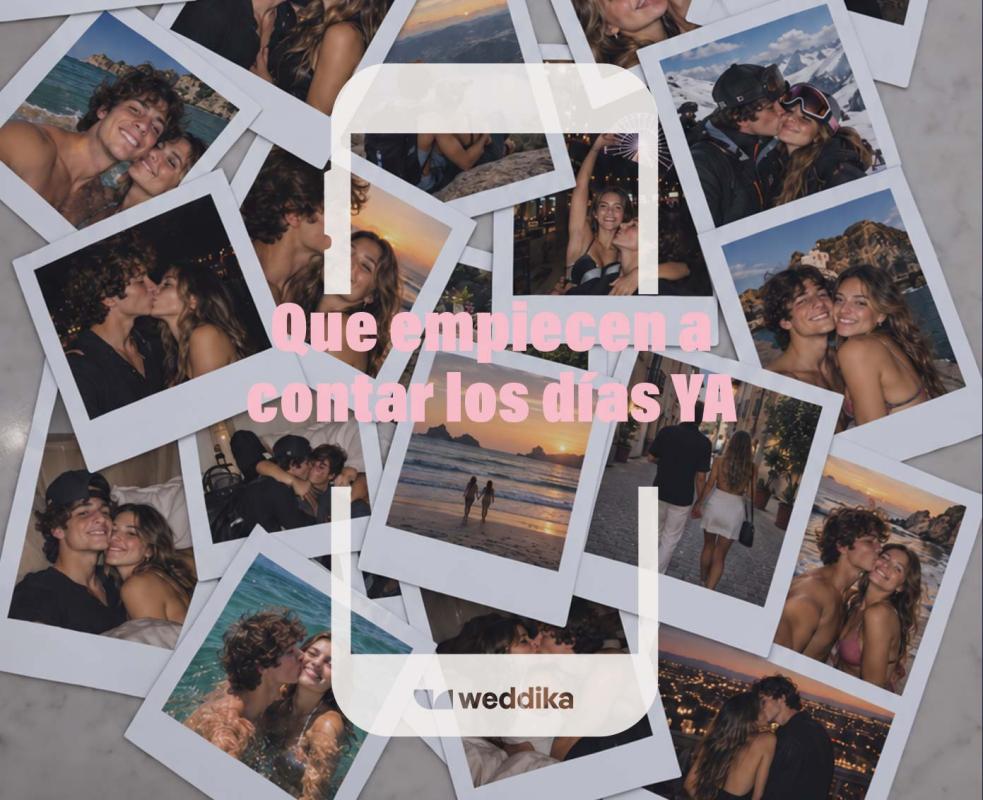 Seis diseños de Save the Date de boda de Weddika vistos en el móvil